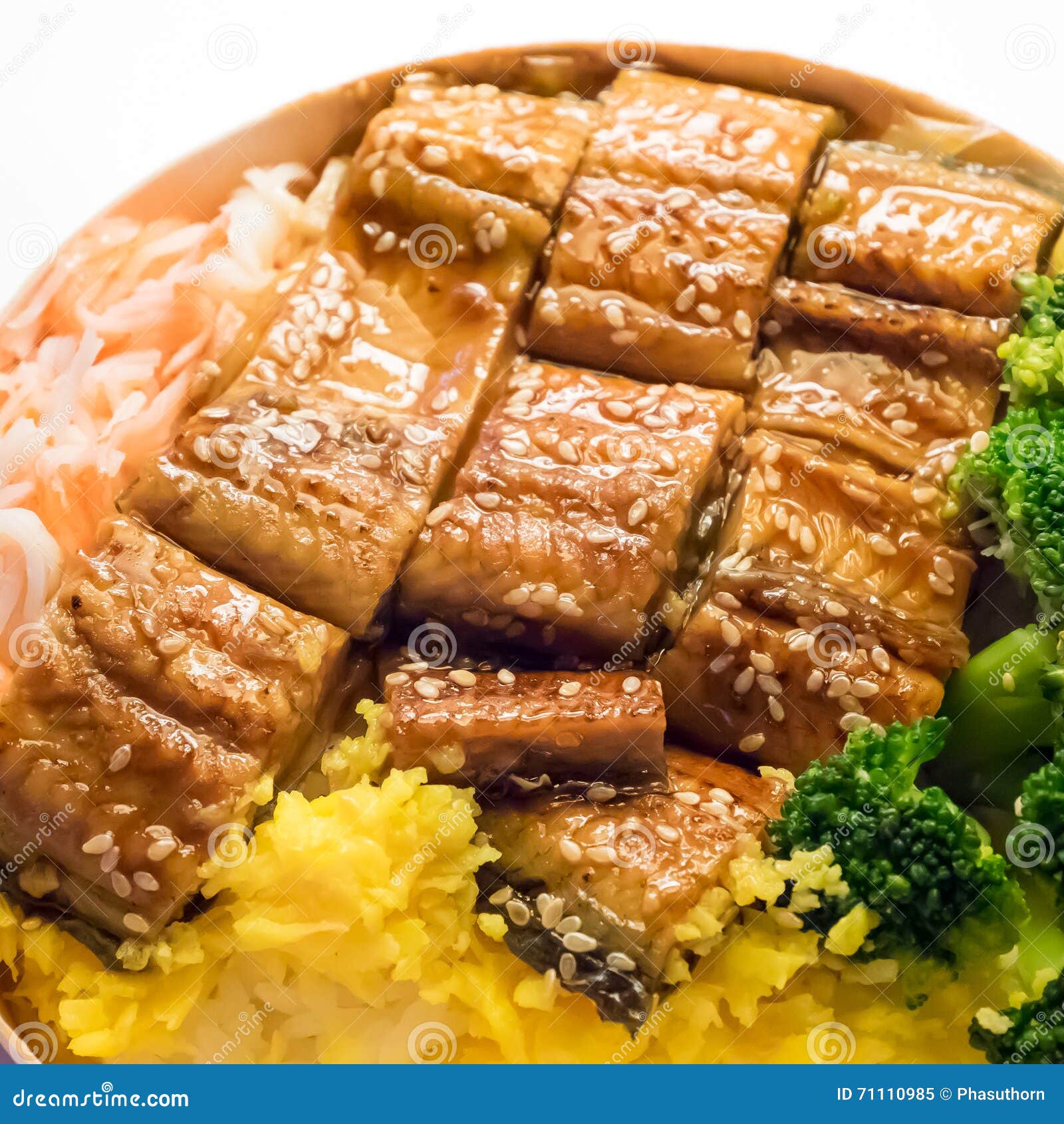 Japanese Grilled Eel and Rice on Bowl Set. Stock Image Image of lunch