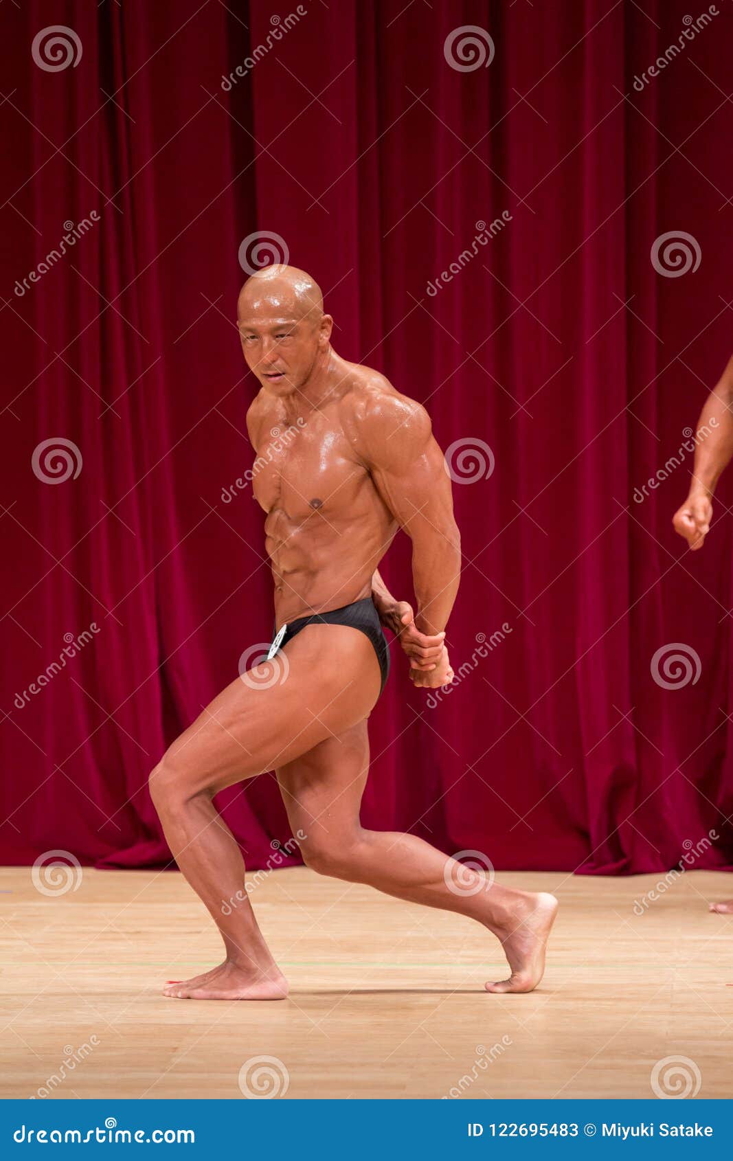 Japanese Hot Bulky Bald Head Male 50s Bodybuider Stock Image