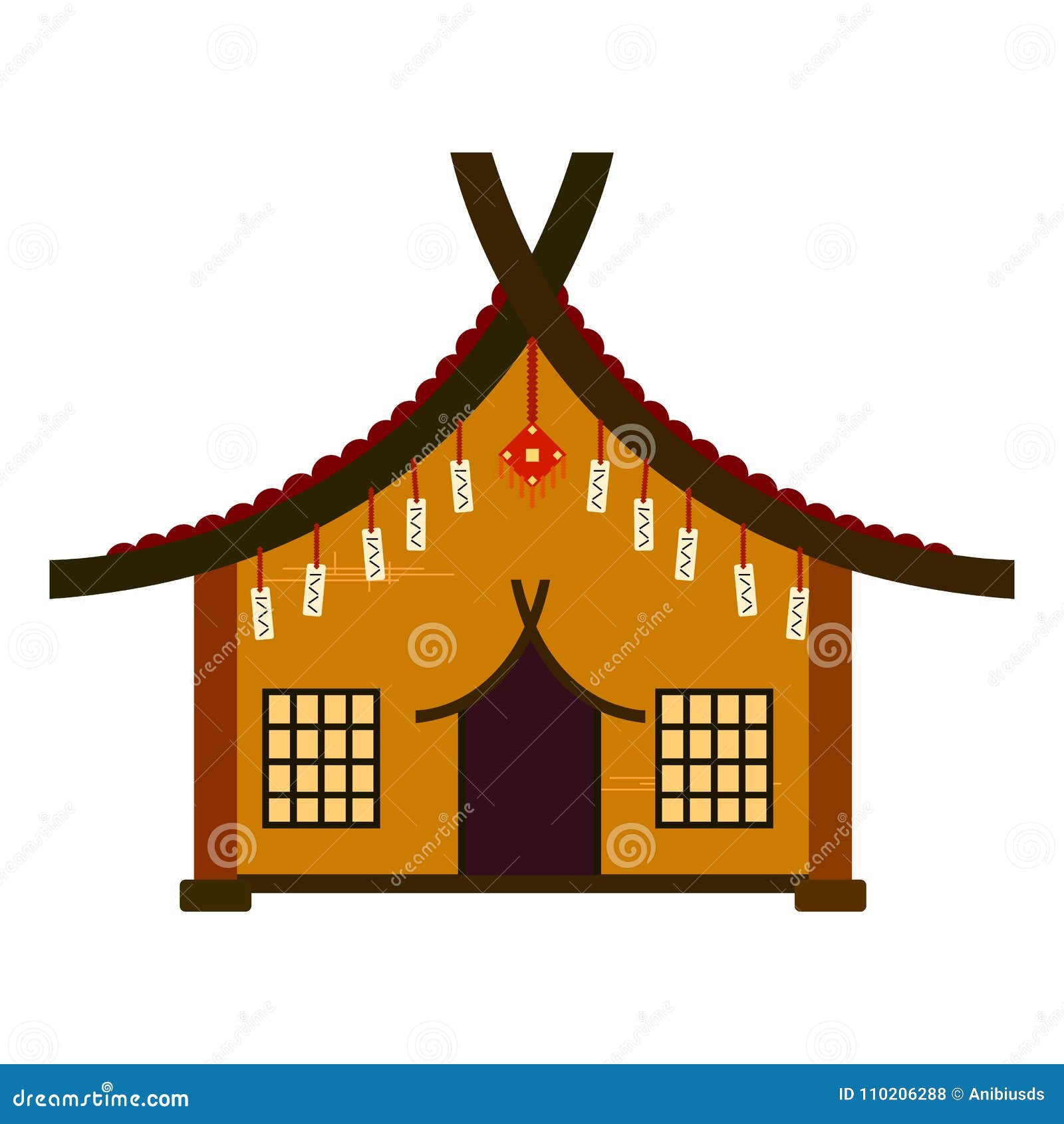 Japanese House with Amulets Stock Vector Illustration of door, simple 110206288