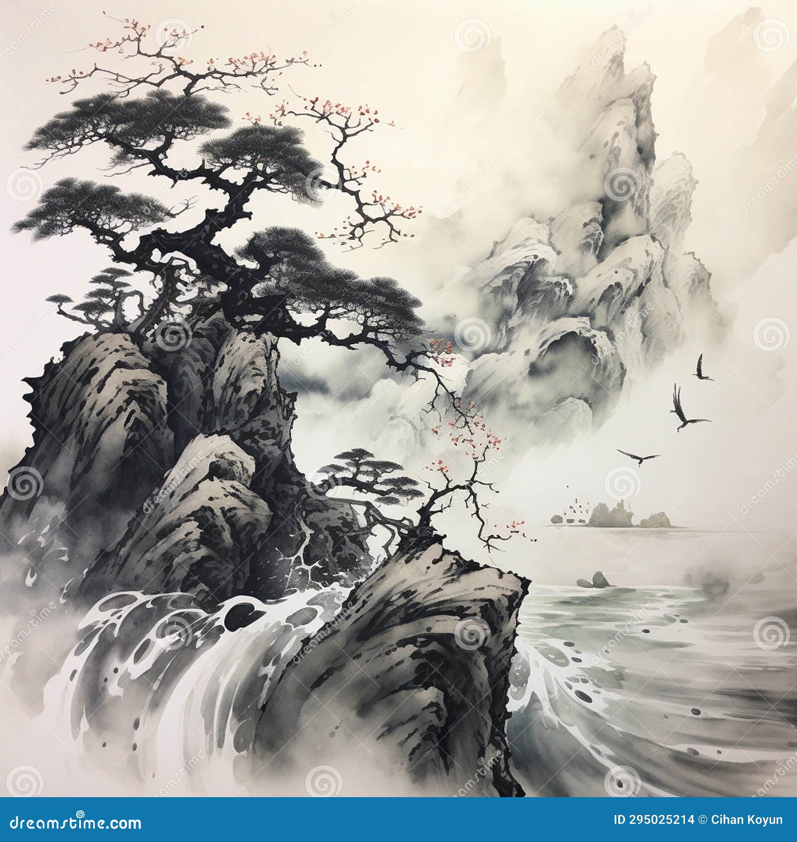 Japanese Ink Dreams HandDrawn Essence Stock Illustration