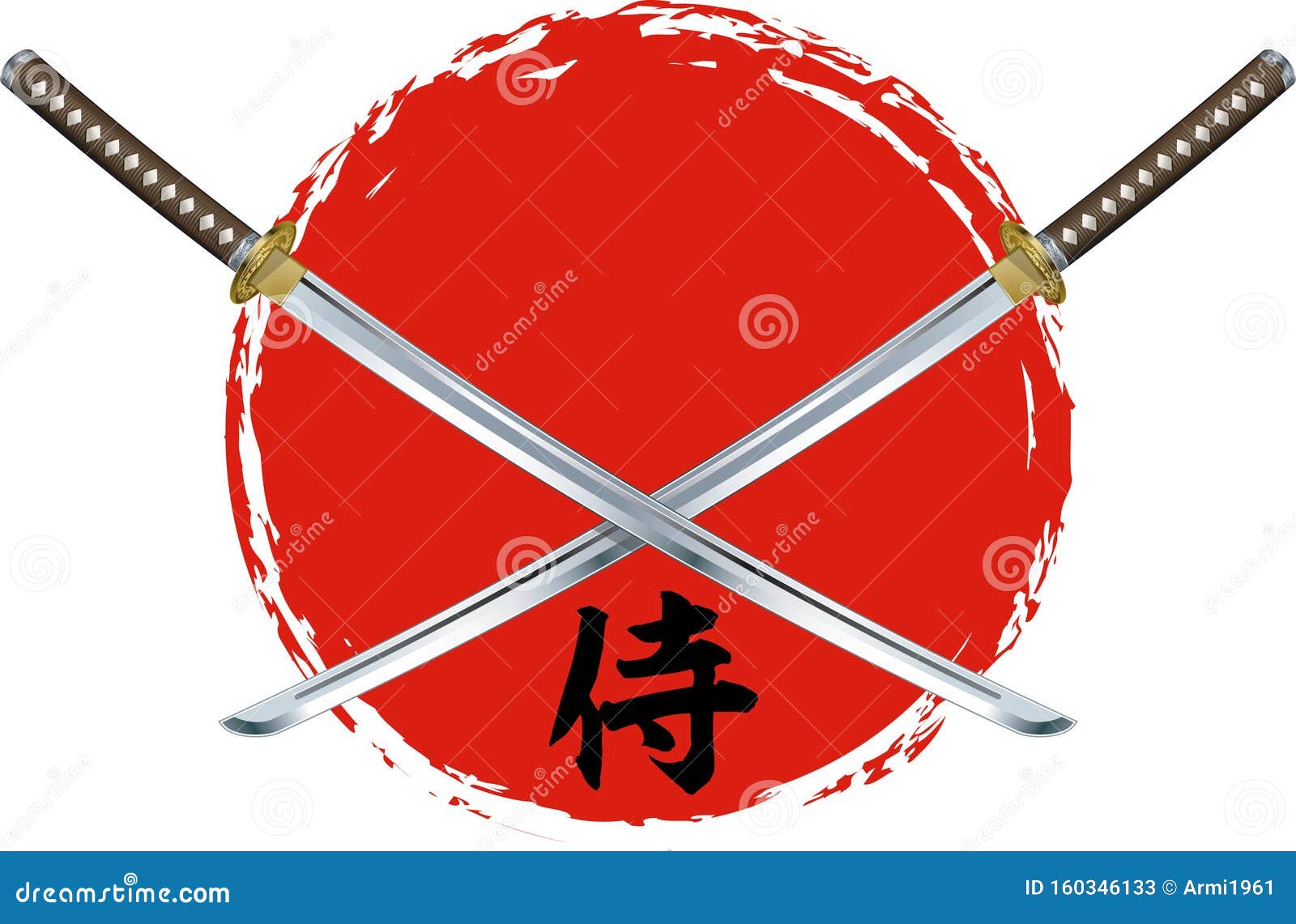 Katana japanese crossed sword traditional weapon and japanese crossed  metallic swords knife. Japanese crossed swords icon cartoon vector  illustration on white background.