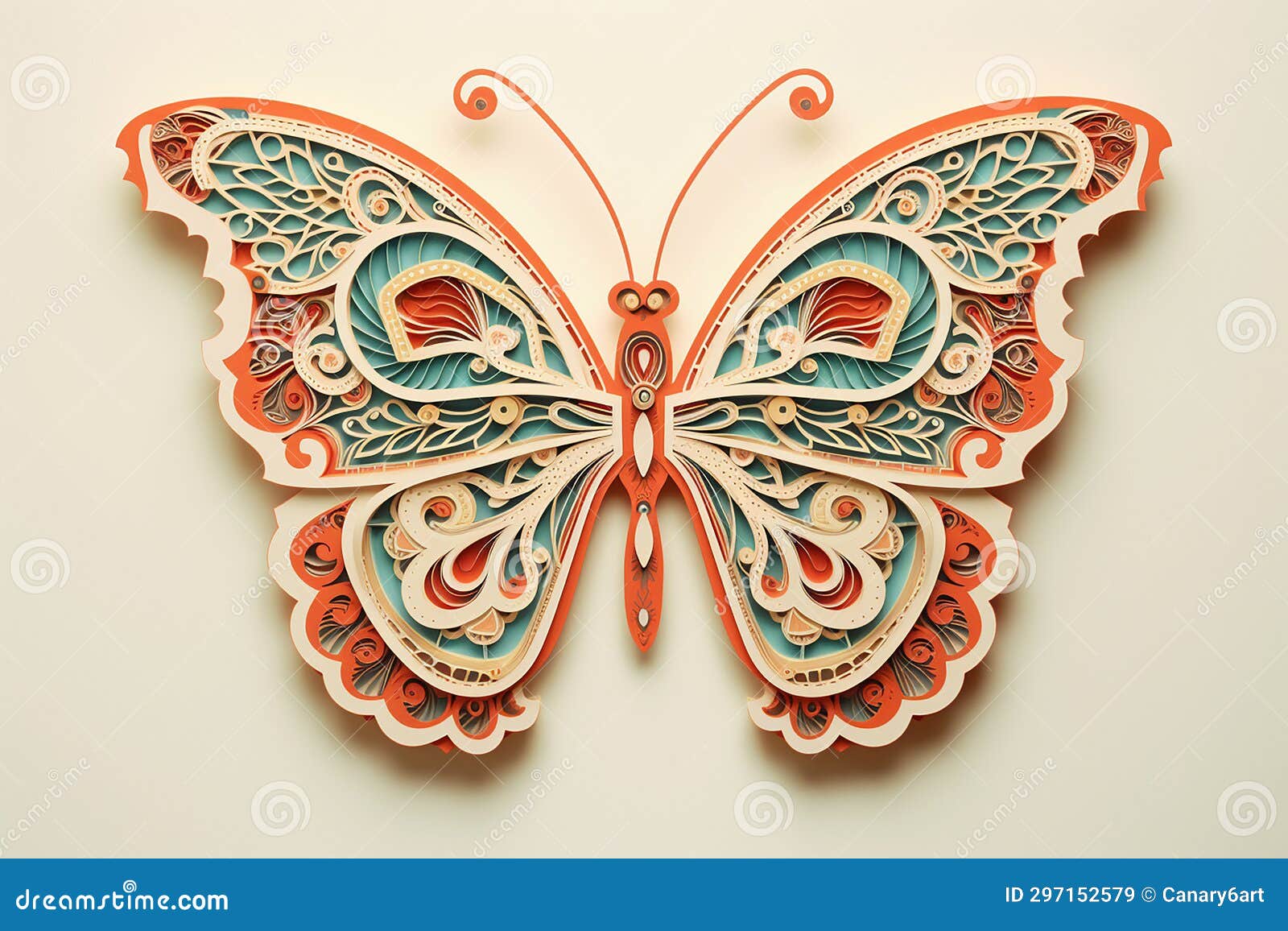 japanese kirigami-style butterfly in pale background