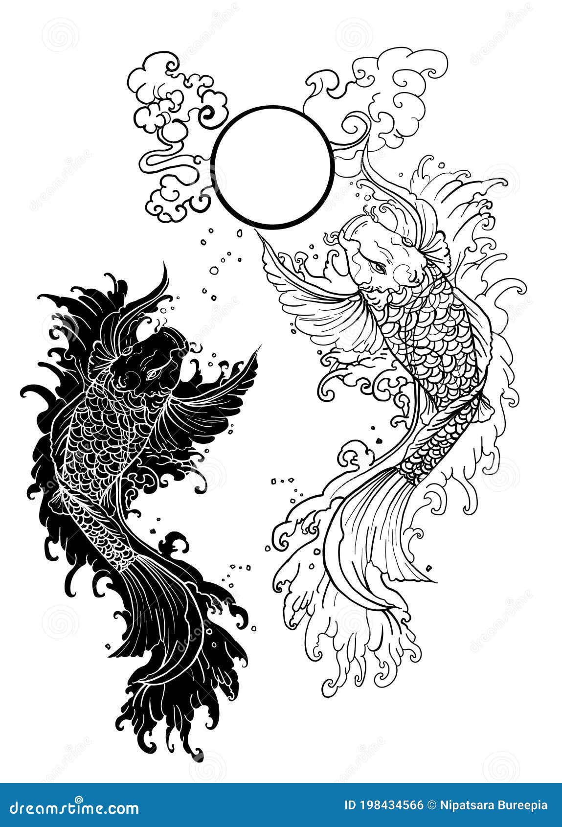 Japanese Koi Fish Tattoo for Chest Stock Vector - Illustration of
