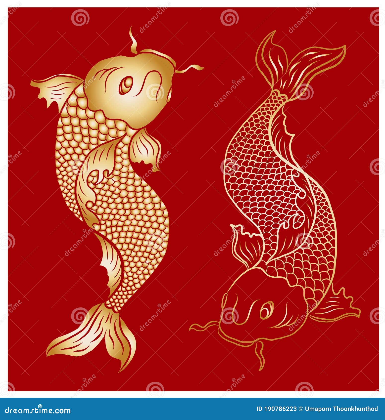 Japanese Koi Fish Vector for Tattoo Design on Background. Stock Vector ...