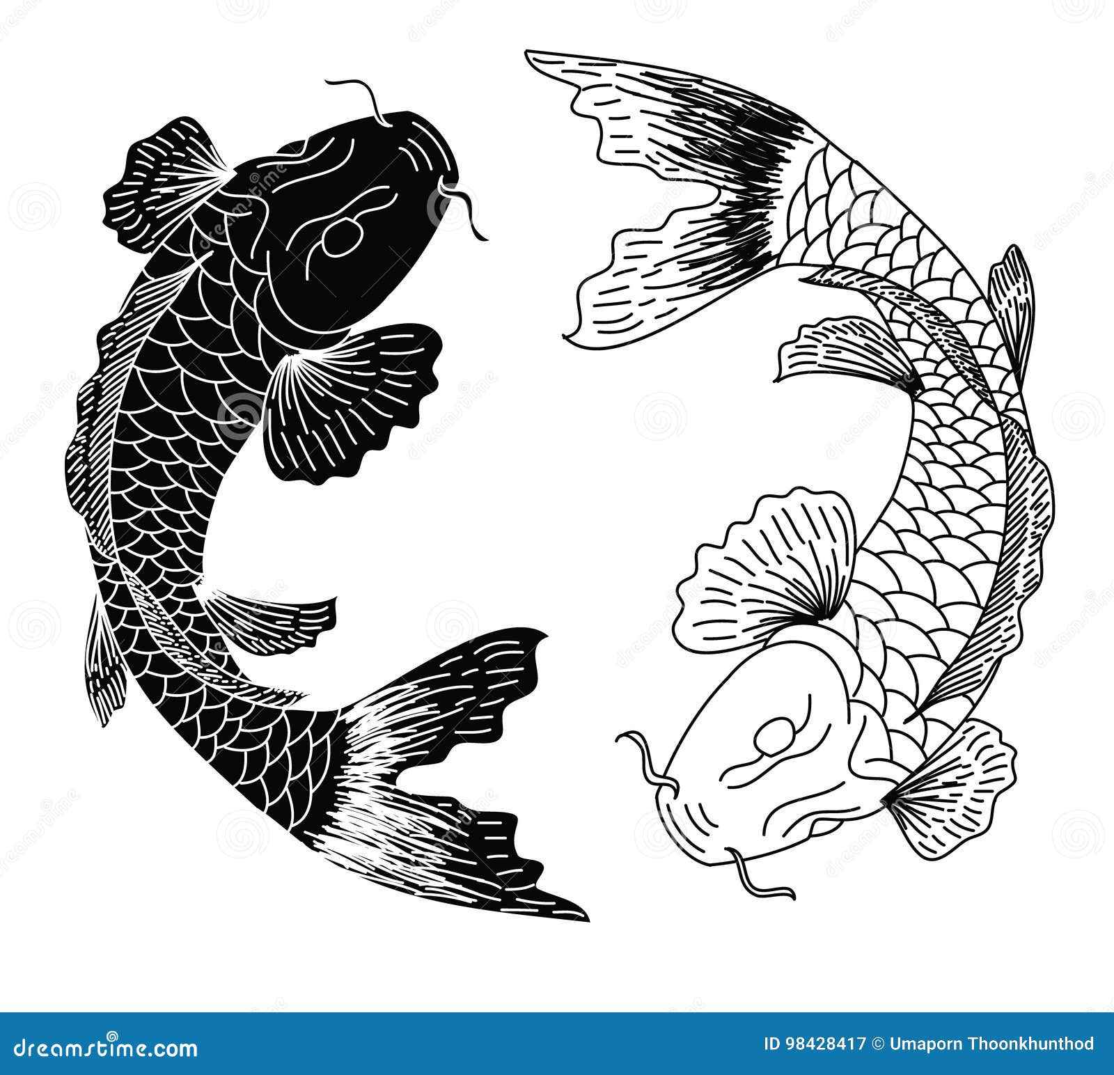 Japanese Koifish Tattoo Design Vector Stock Vector