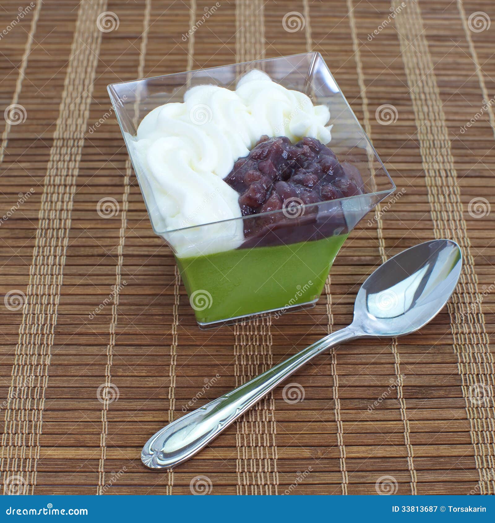 Japanese macha pudding stock image. Image of spoon, dessert 33813687