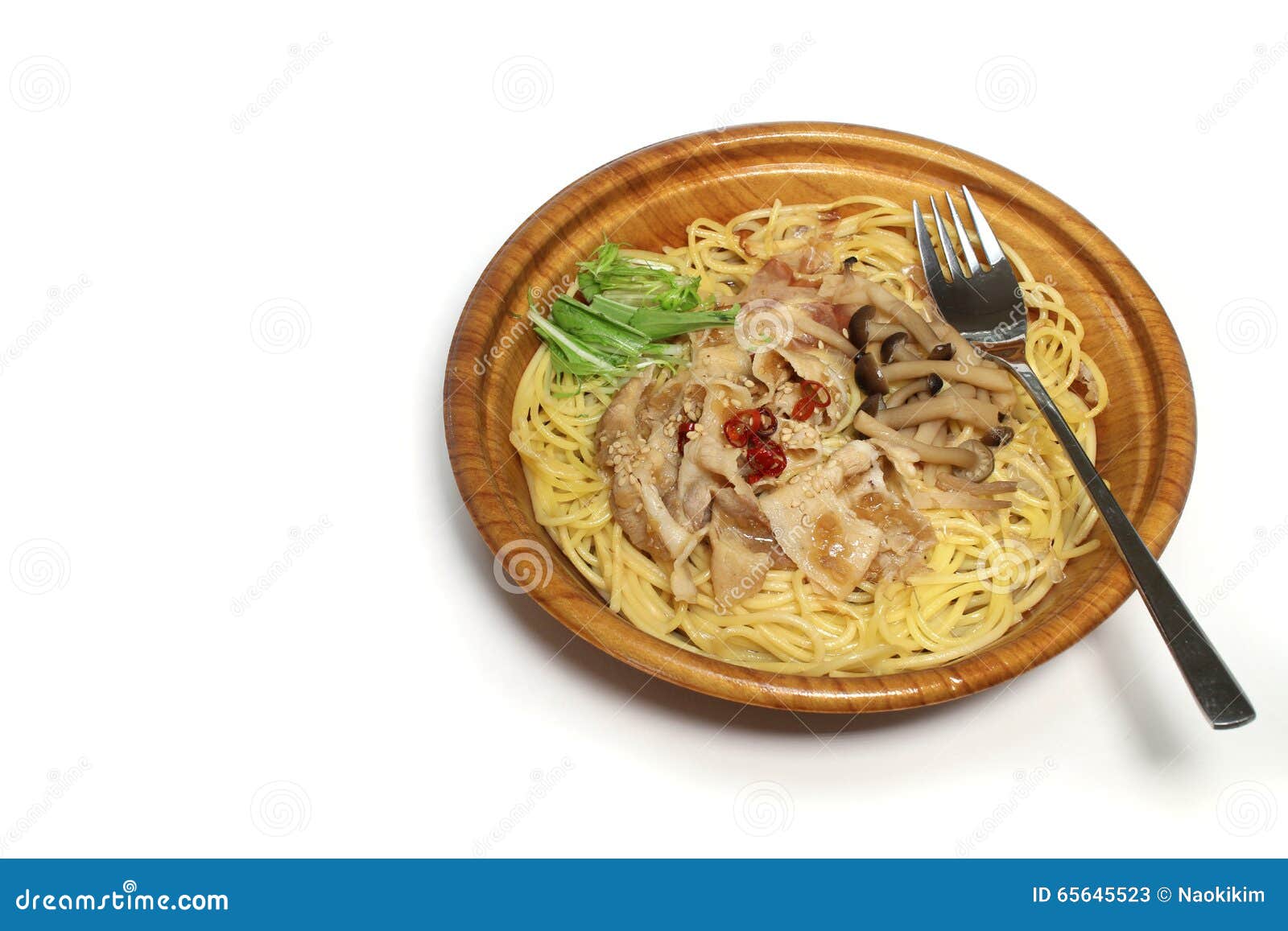 Japanese Mushroom Spaghetti in the White Stock Image Image of noodles