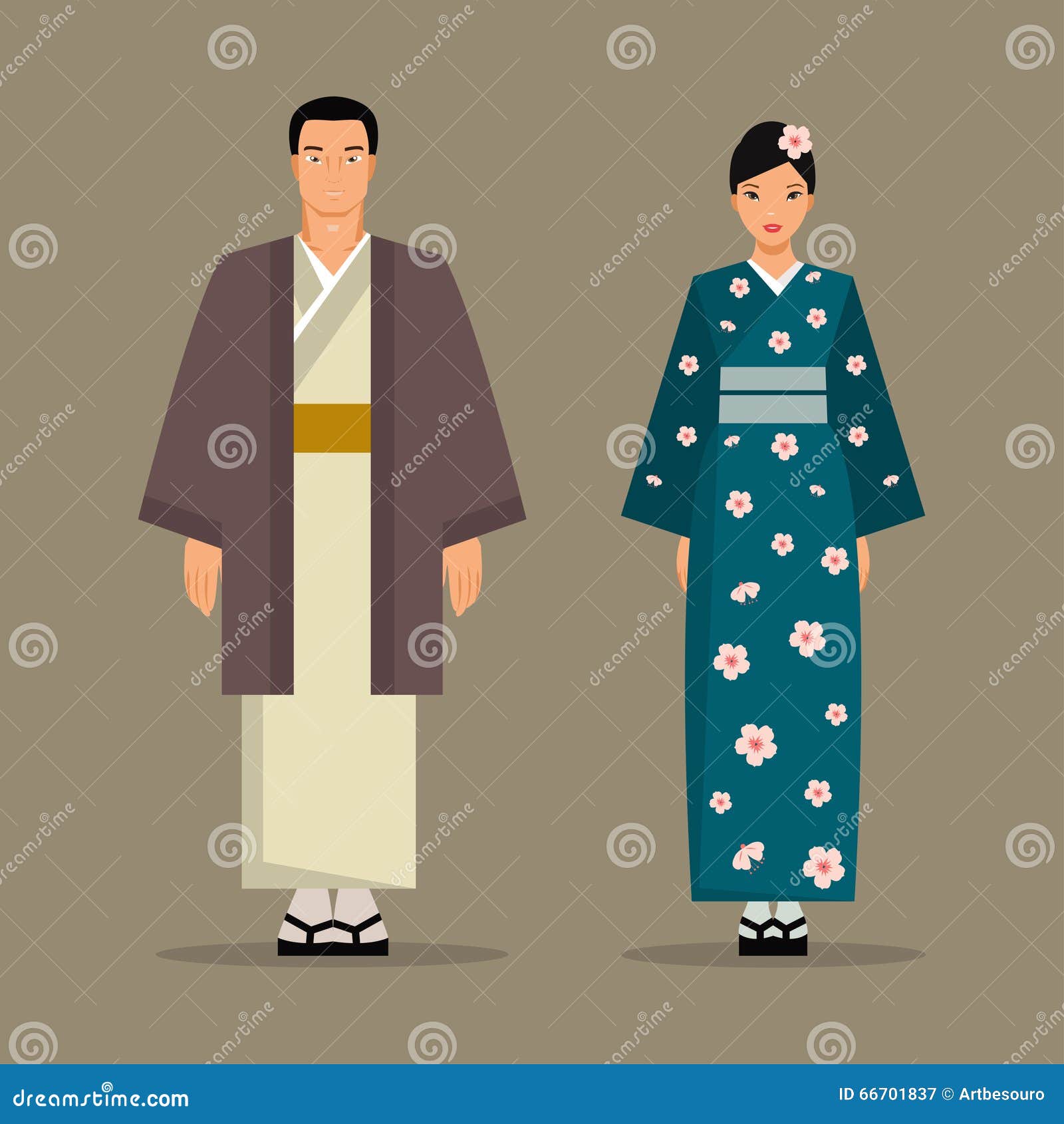 The Japanese National Costume. Vector Illustration Stock Vector ...