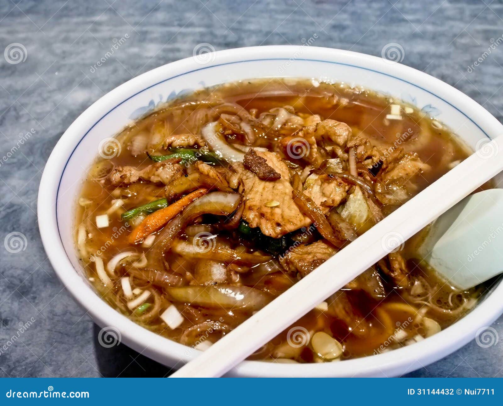 Japanese Noodle with Pork and Onion Stock Photo Image of noodle