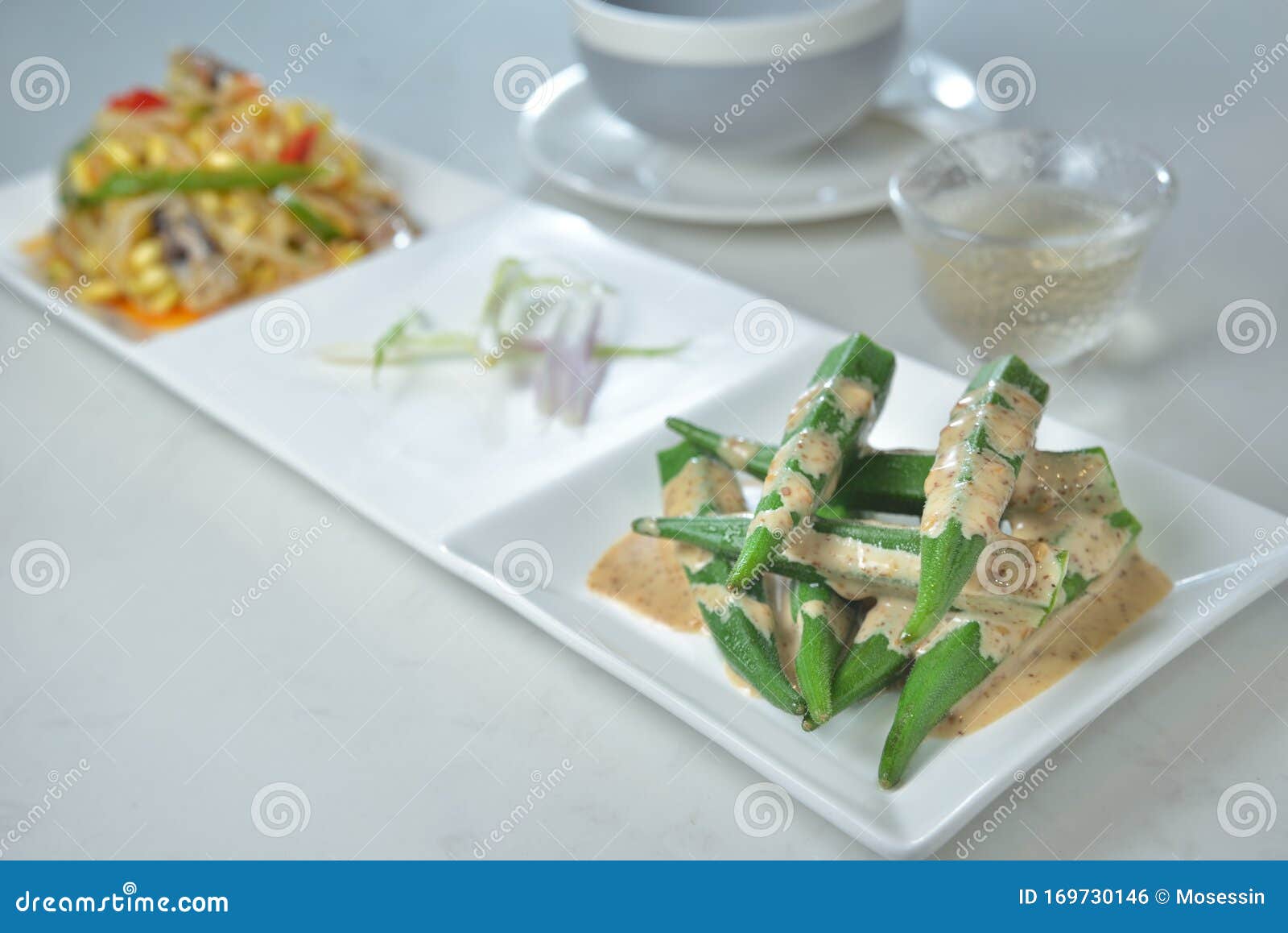 Japanese Okra Sprouts Salad Stock Photo Image of orange, sauce 169730146