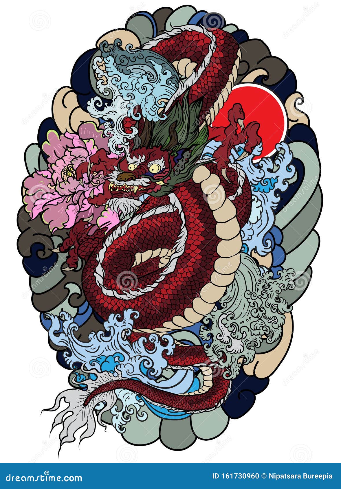 Japanese inspired dragon tattoo