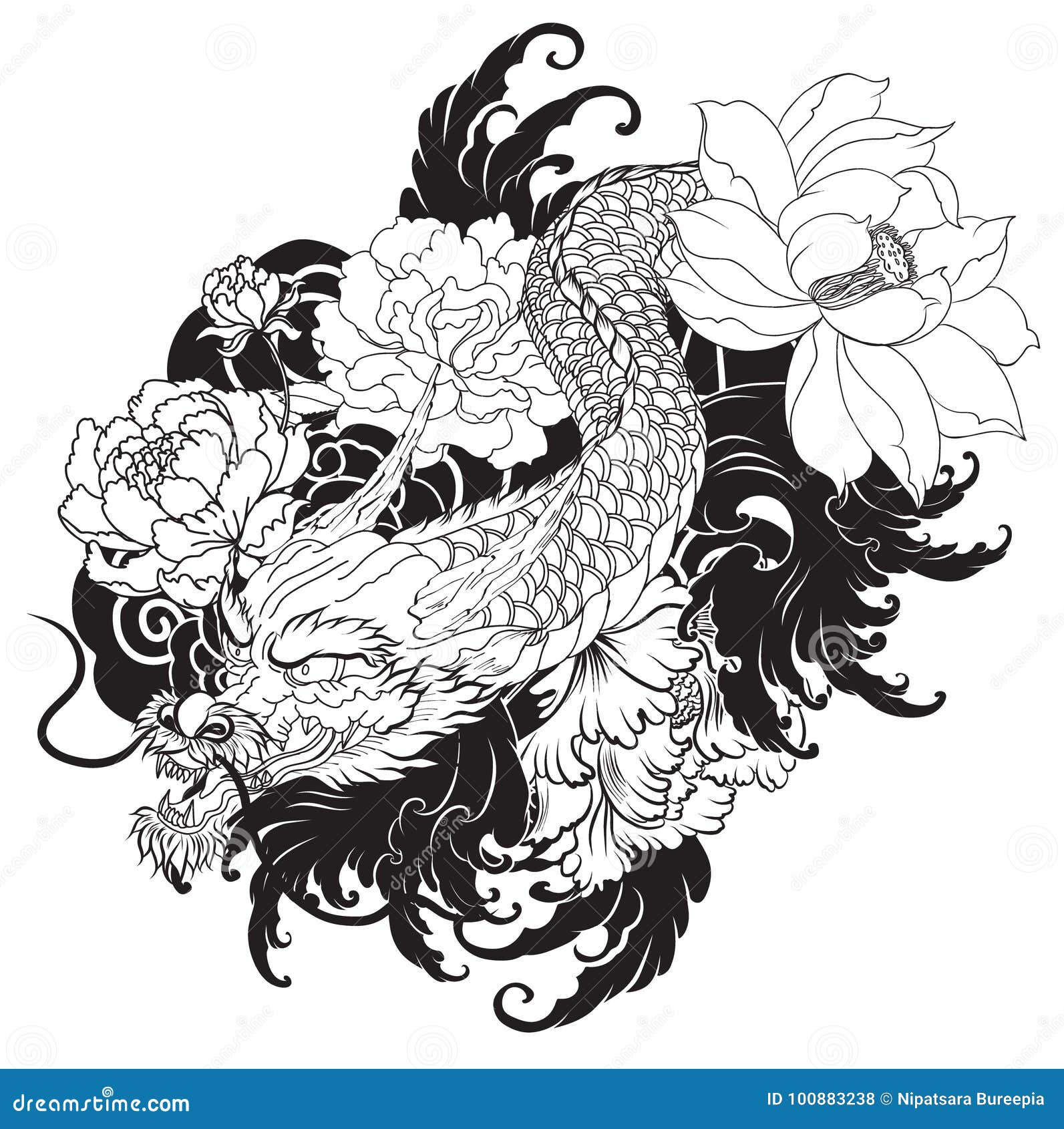 Japanese Old Dragon Tattoo for Arm Stock Illustration  Illustration of  fantasy beautiful 100883238