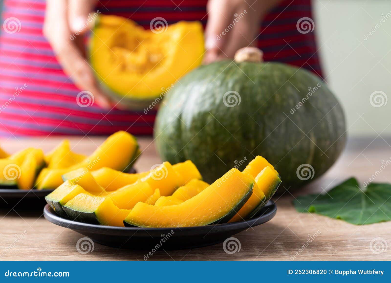 Japanese Pumpkin or Kabocha Prepare for Eating Stock Photo Image of