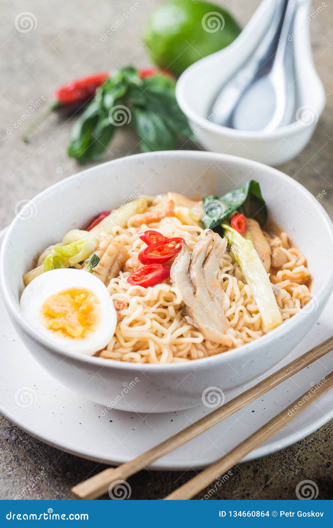 Japanese ramen noodle stock photo. Image of dish, chili - 134660864