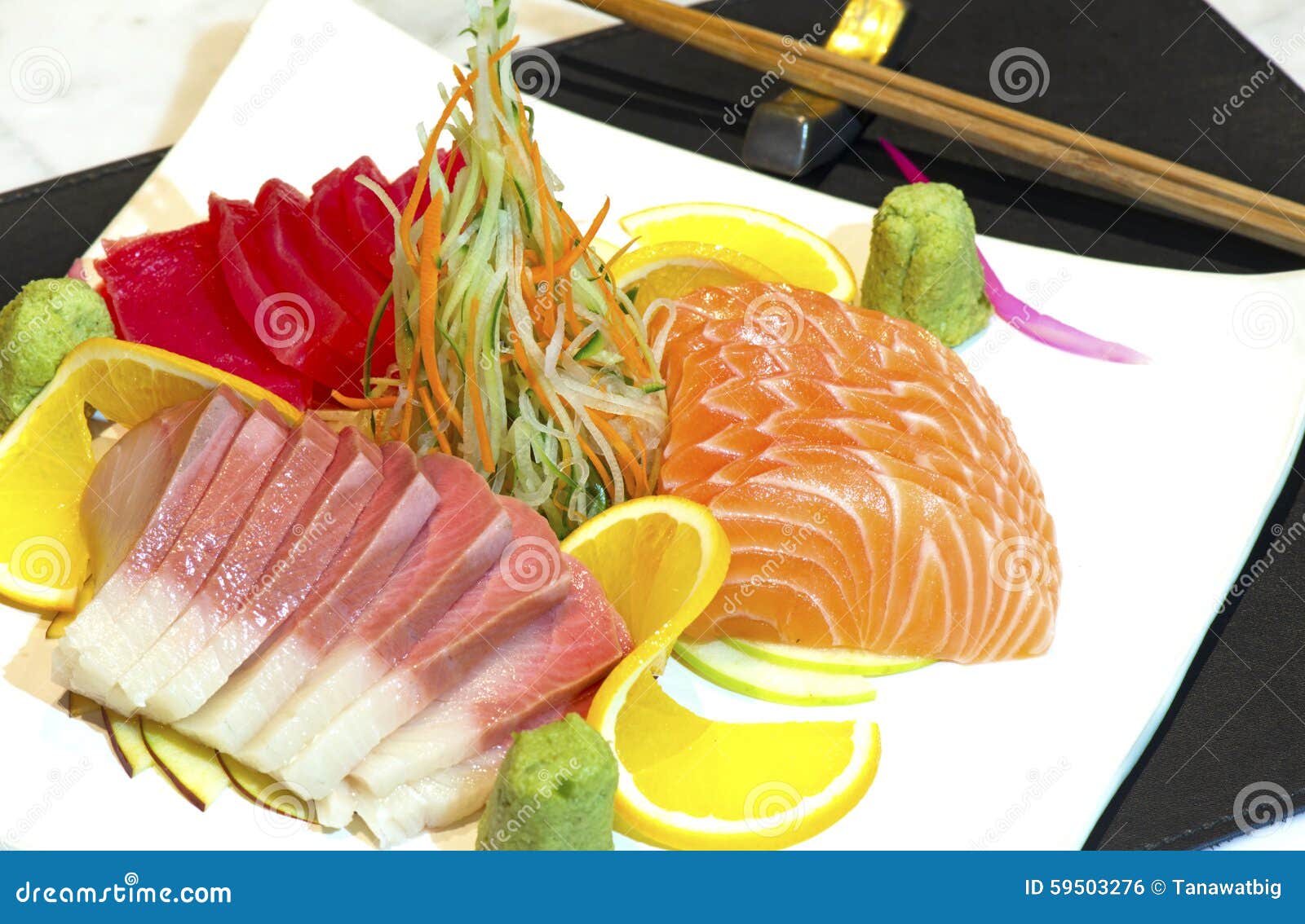 Japanese raw fish dish stock photo. Image of fish, wasabi - 59503276