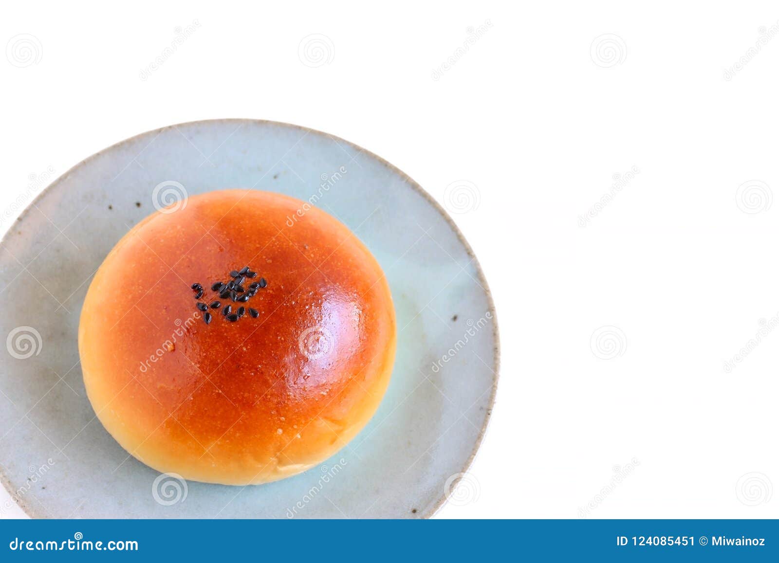 Japanese Red Bean Paste Bun on Plate Stock Image Image of homemade