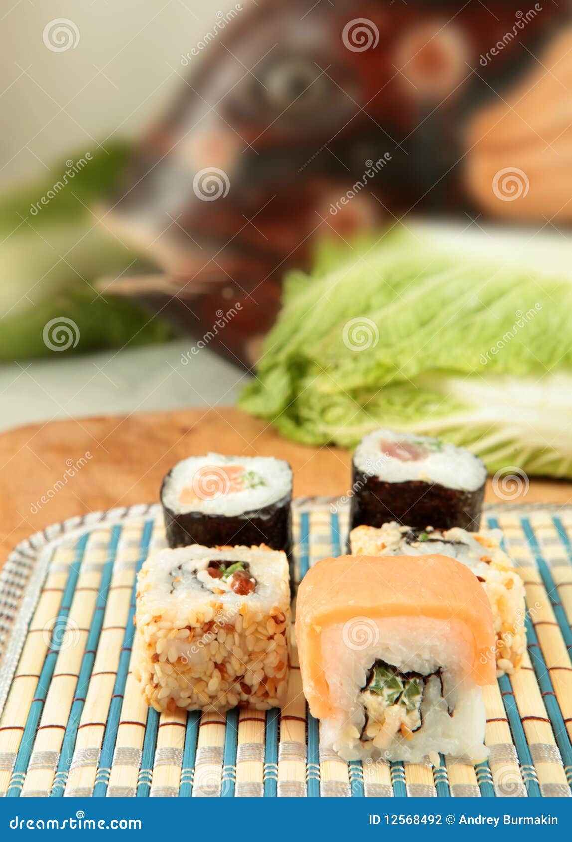 Japanese roll stock photo. Image of healthy, dining, bamboo 12568492
