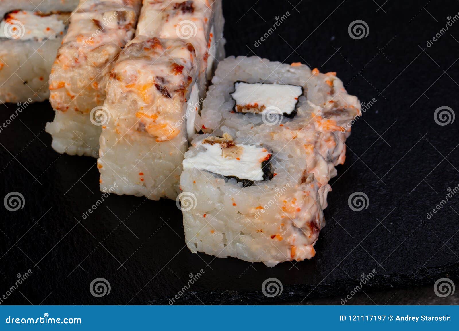 Japanese roll with crab stock image. Image of background 121117197