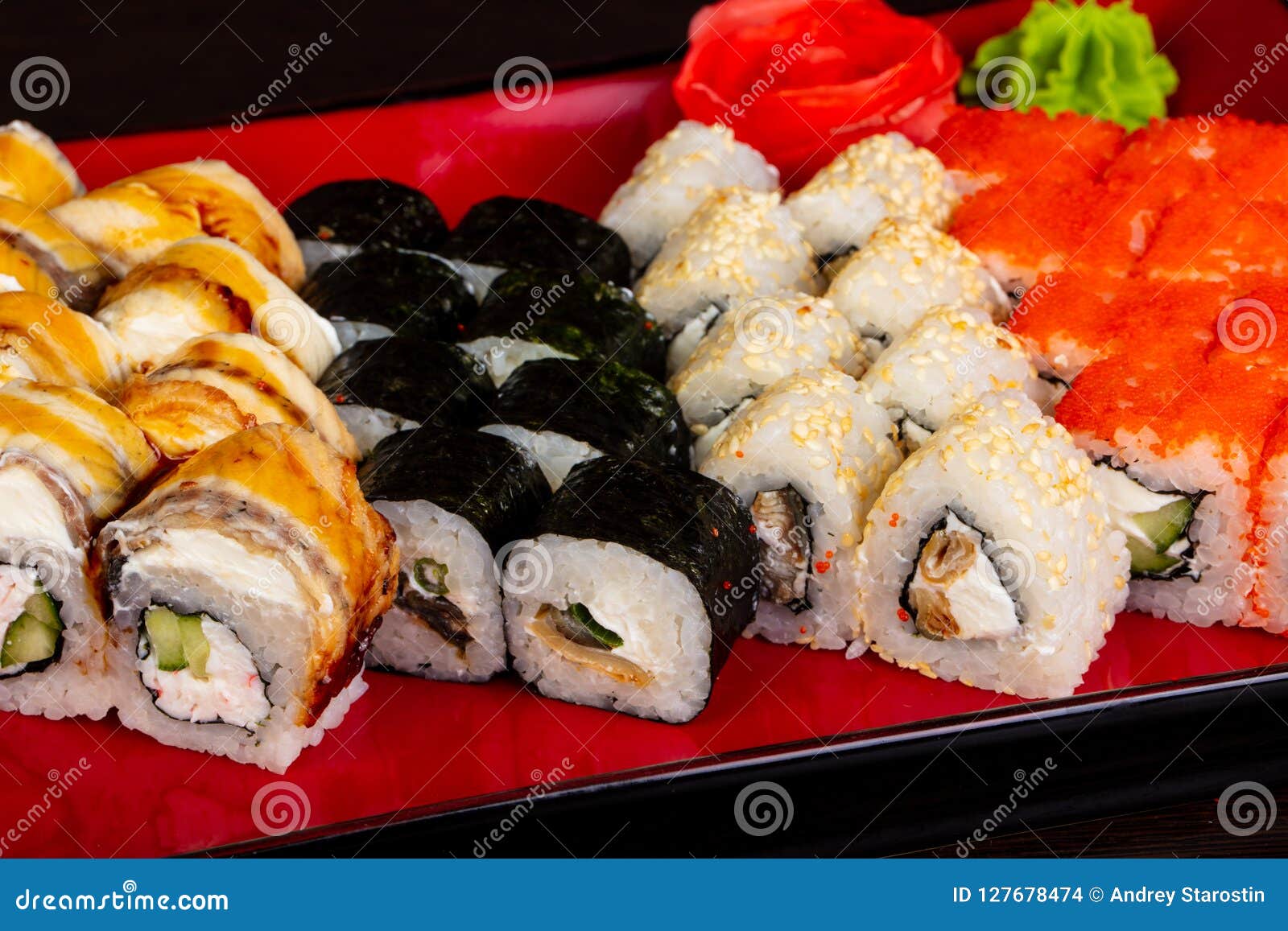 Japanese roll set stock photo. Image of rolls, gourmet 127678474