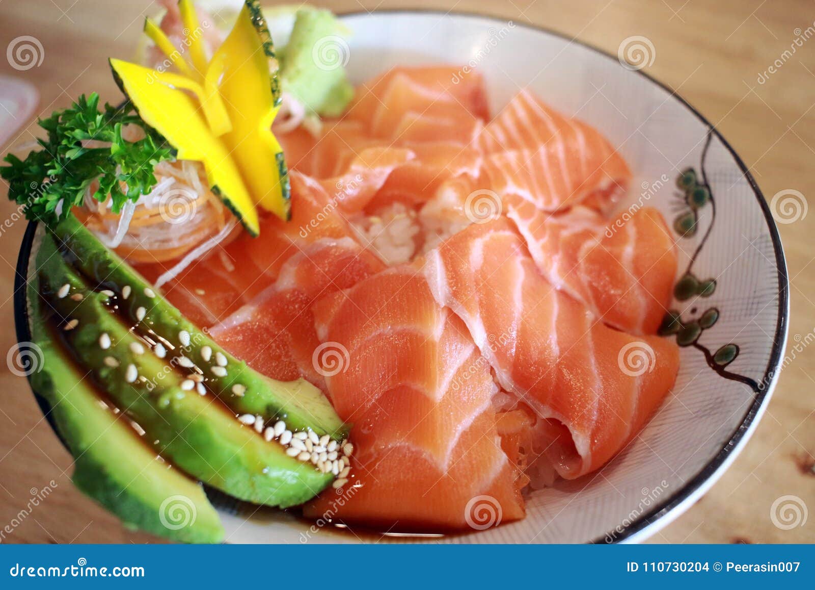 Japanese salmon don stock photo. Image of salad, diet 110730204
