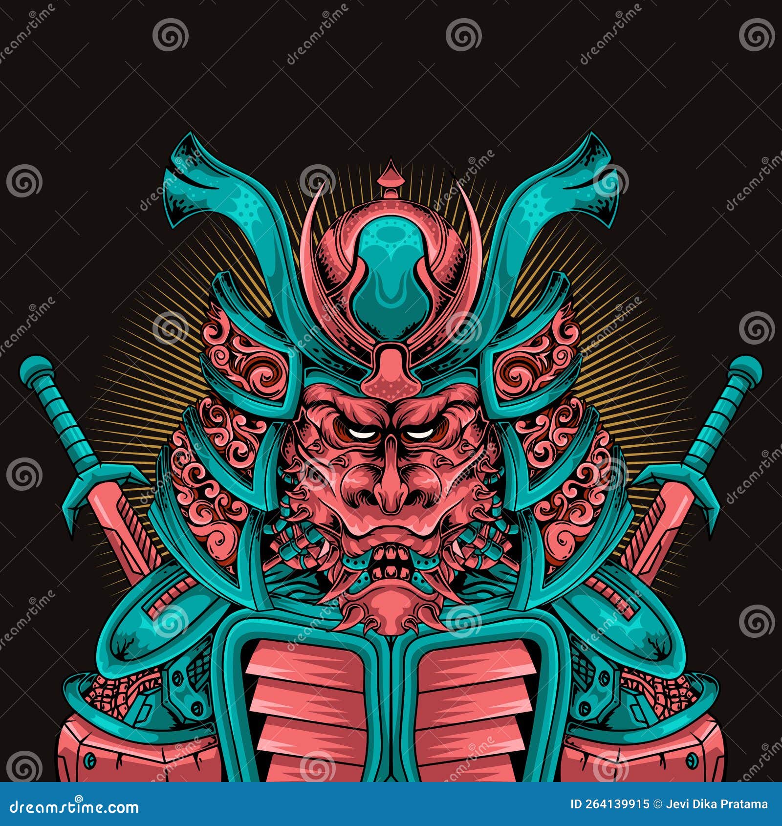 Japanese Samurai Warrior with Katana Vector Stock Illustration ...