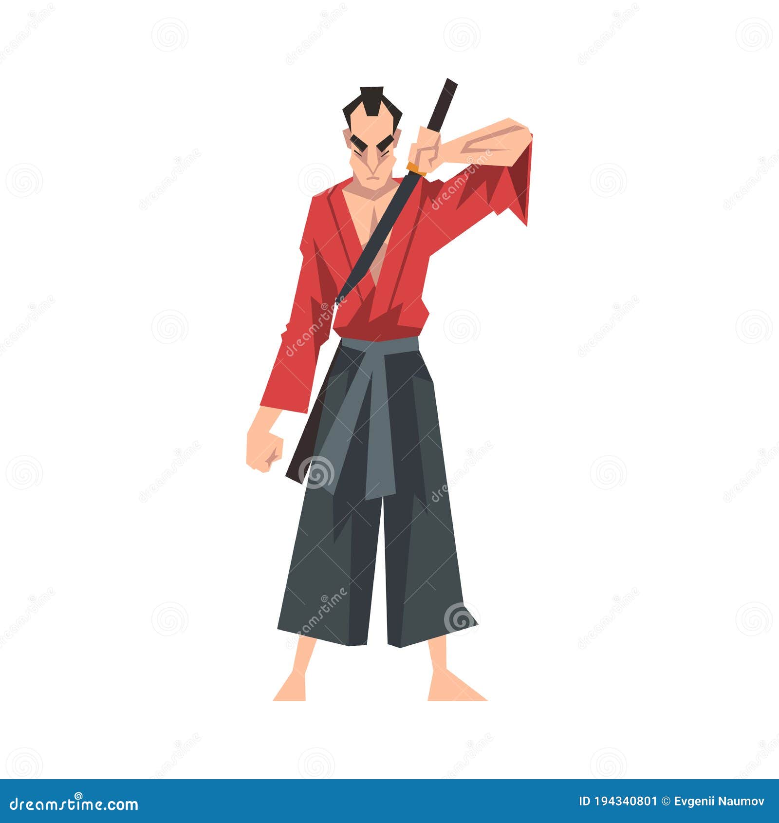 samurai holding katana drawing