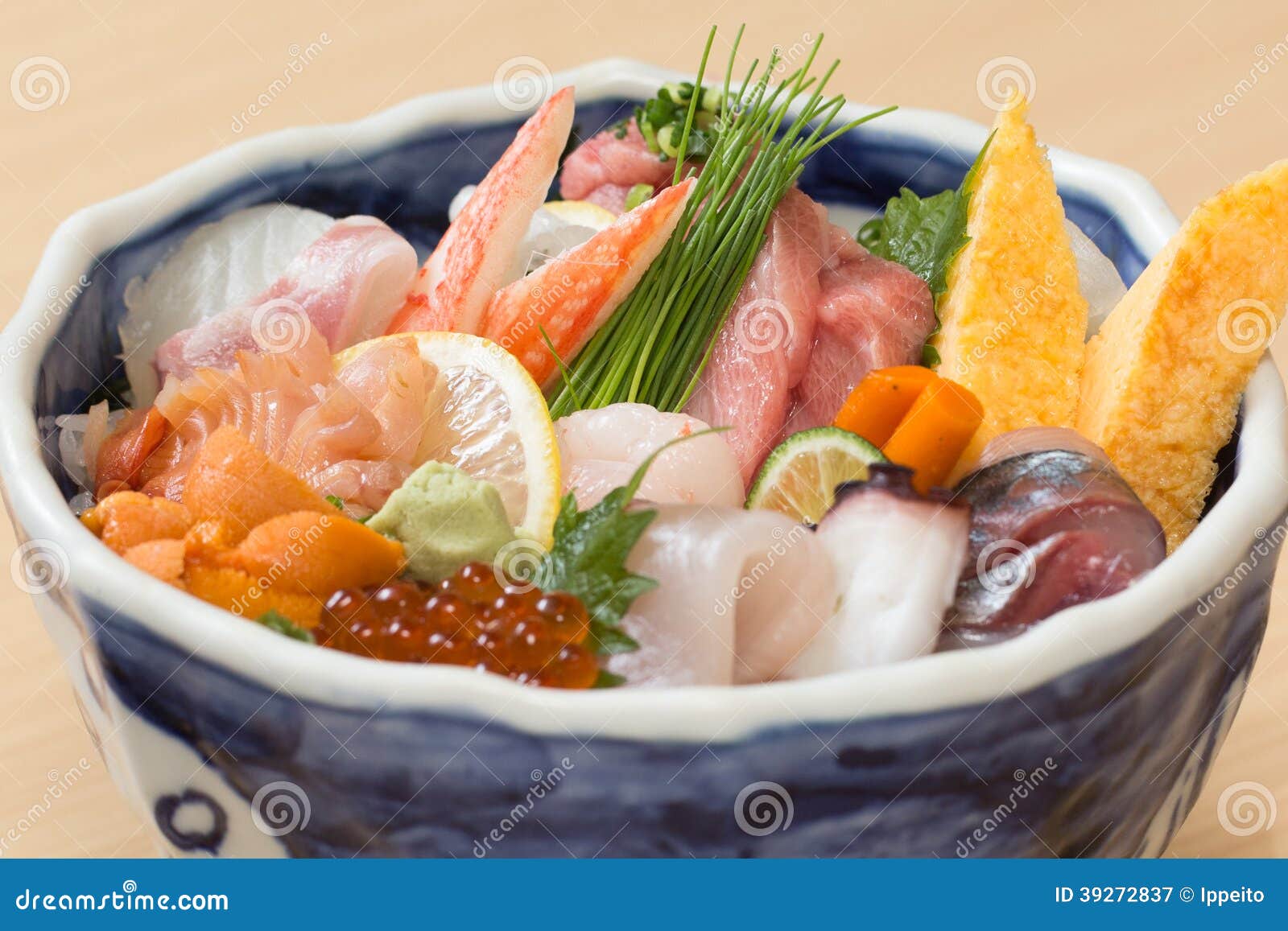 Japanese Sashimi Raw Fish Rice Bowl Stock Image - Image: 39272837