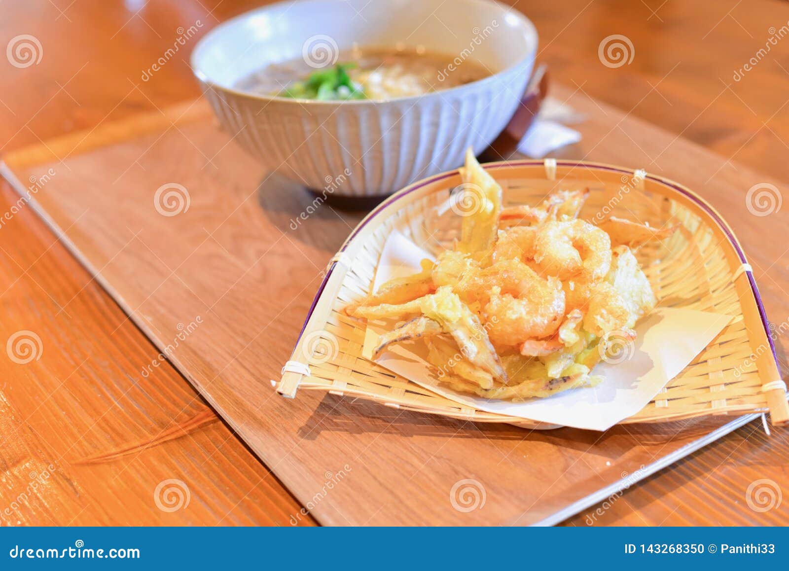 japanese shrimp kakiage or mixed tempura