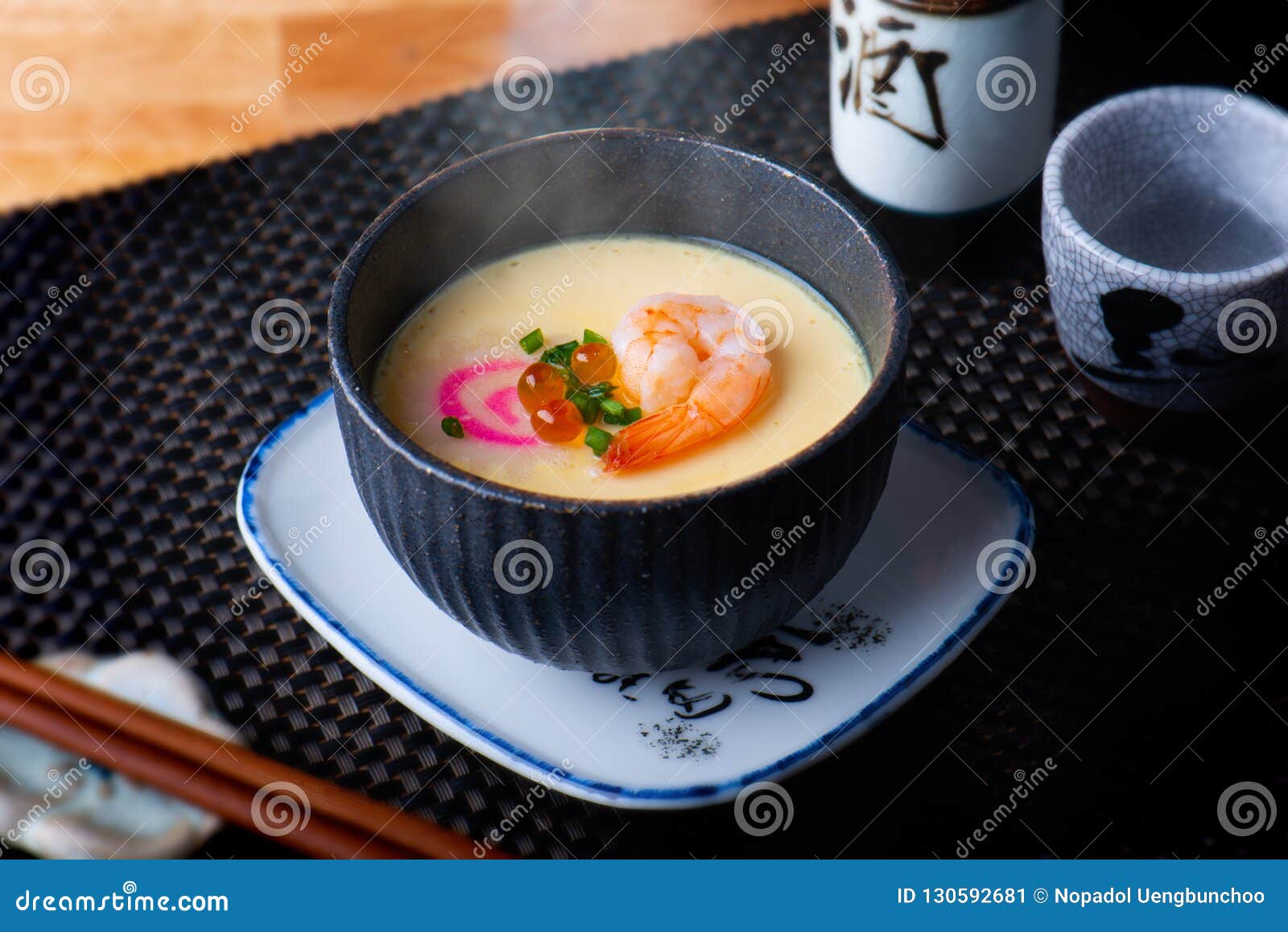Japanese Steamed Eggs with Shrimp. Stock Image Image of chawanmushi