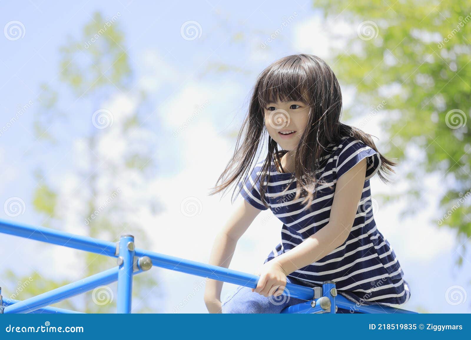 Japanese Student Girl on the Jungle Gym Stock Image - Image of ethnicity,  open: 218519835