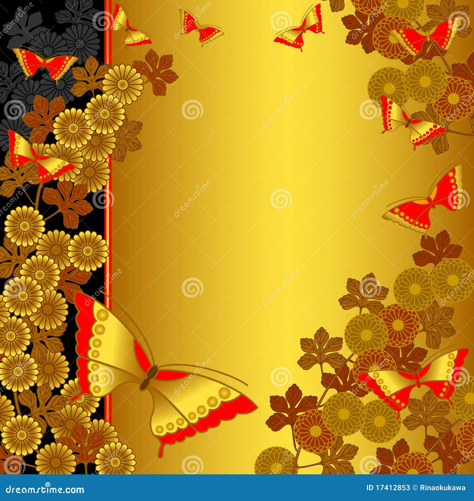 A Japanese-style Background Stock Illustration - Illustration of gold