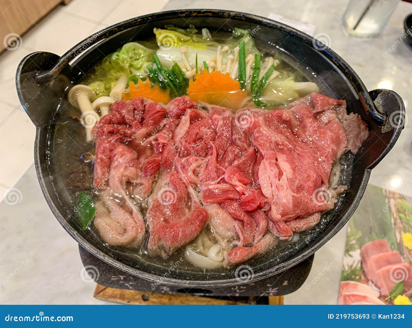 Japanese Style Beef Sukiyaki Hot Pot Stock Image Image of dinner, culture 219753693