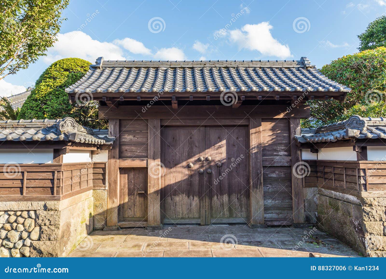 Japanese Style House Gate and Fence Stock Photo - Image of gate, wall