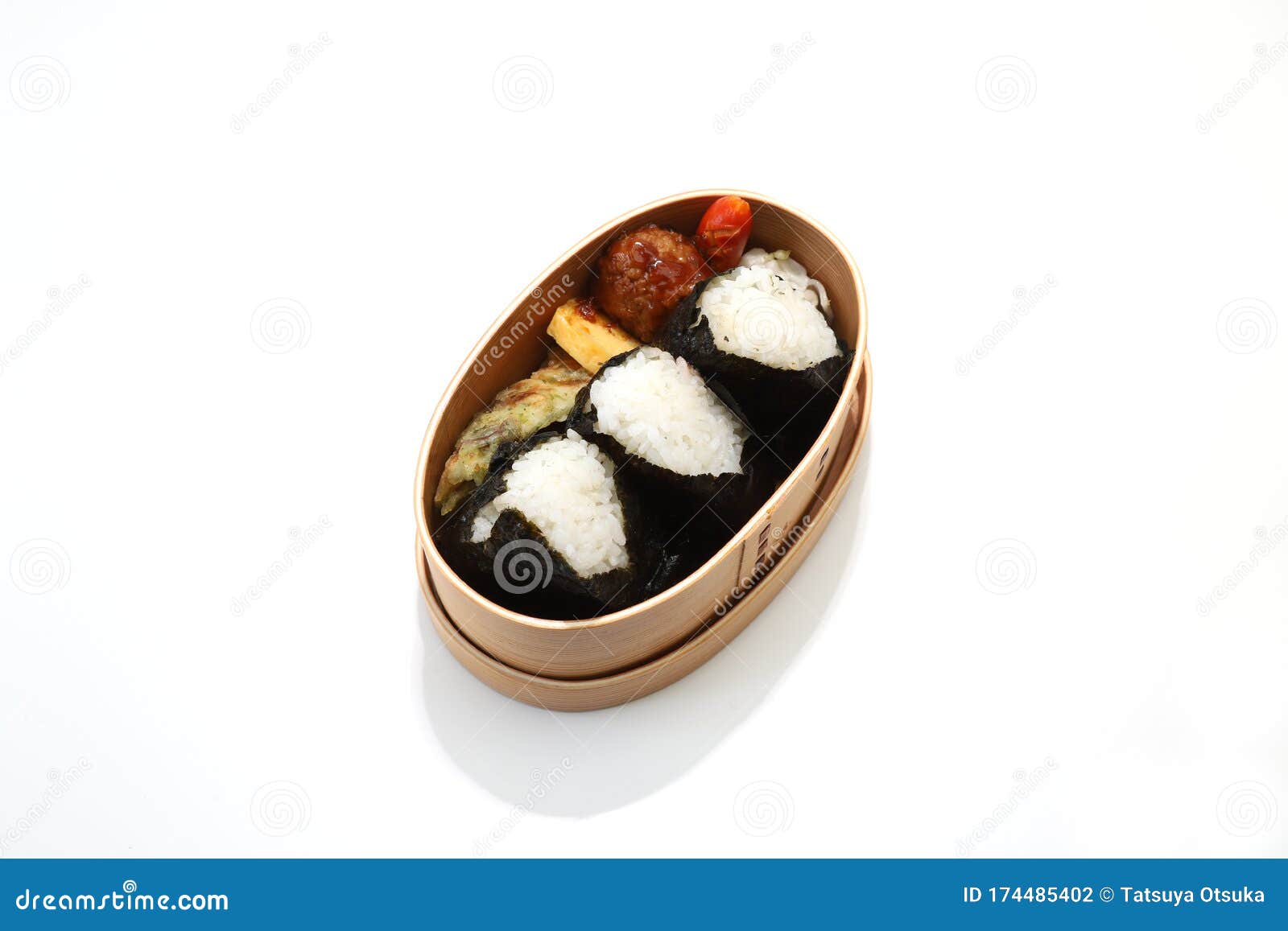 Japanese Styled Lunch in the Wooden Lunch Box Stock Photo Image of isolated, food 174485402