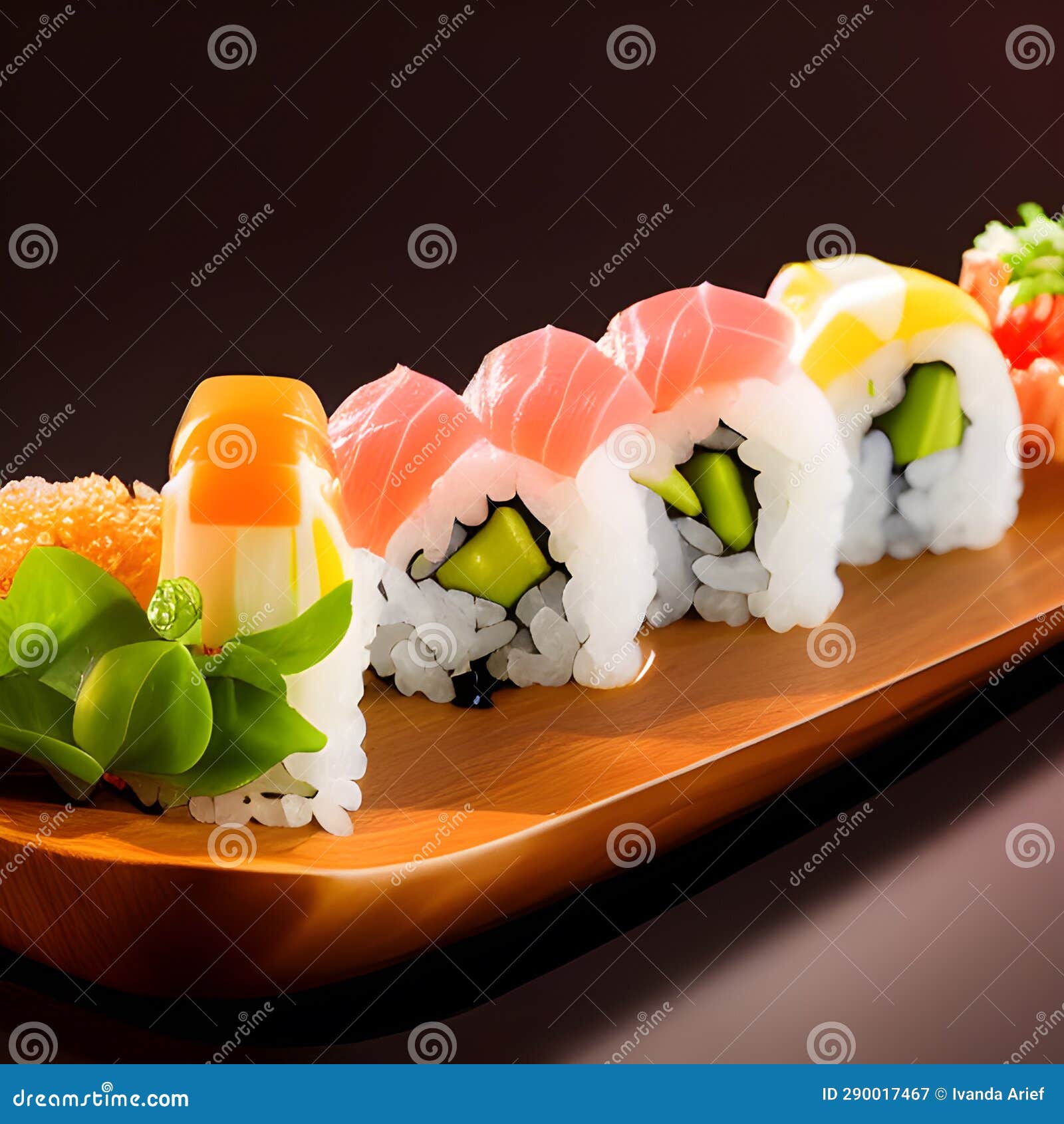 Japanese Sushi Food, Sushi Roll with Eel and Shrimp, Various Kinds of ...