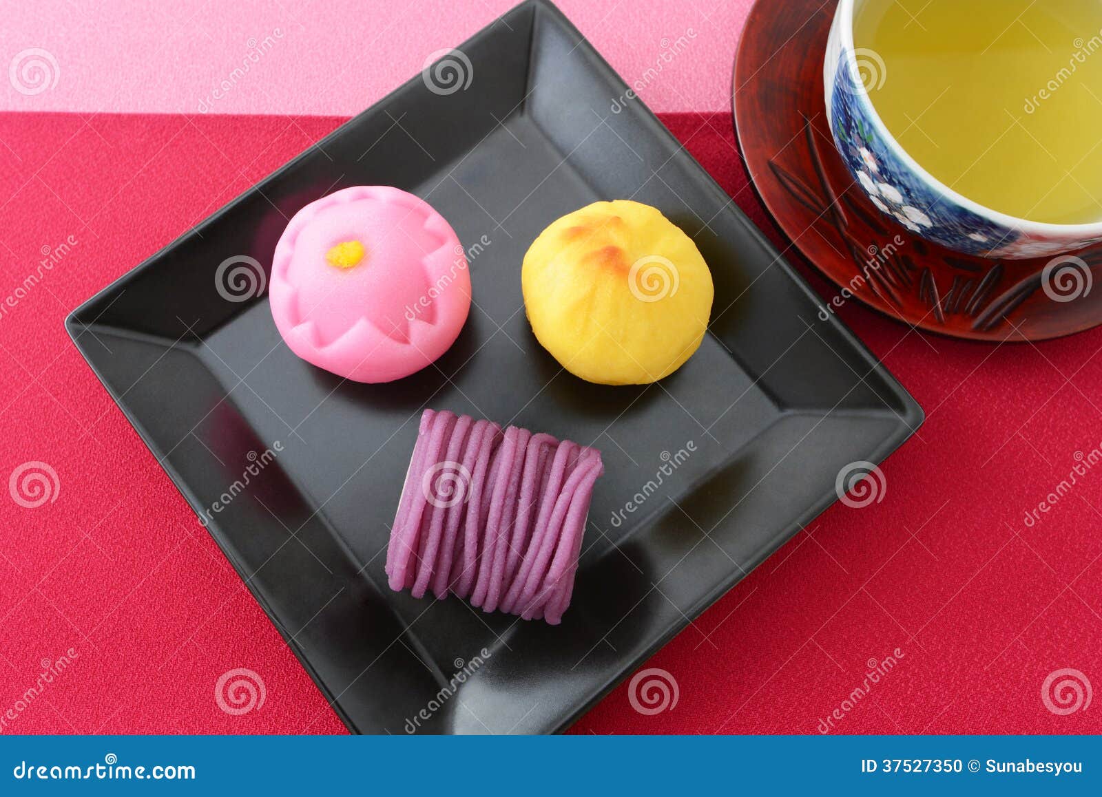 Japanese Sweets and Green Tea Stock Photo Image of spring, drinks