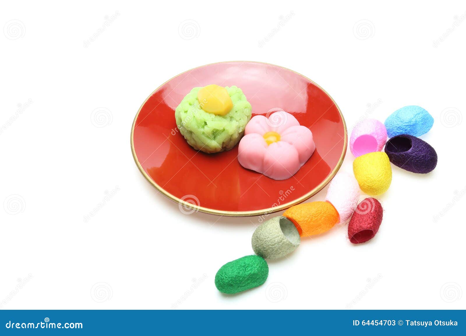 Japanese Sweets on a Plate with Cocoon Stock Image Image of dessert