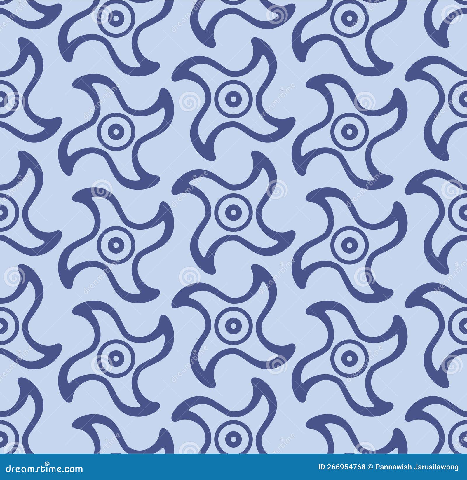 Japanese Swirl Ninja Throwing Star Vector Seamless Pattern Stock Vector