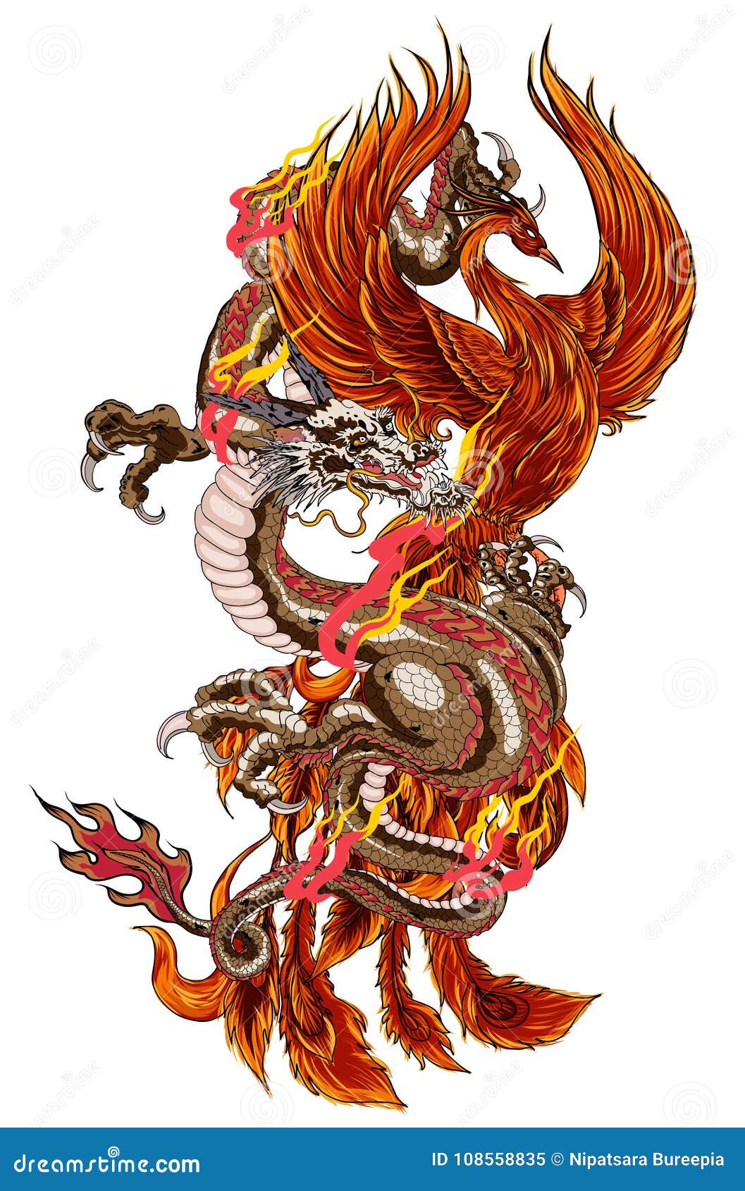 Dragon and Phoenix Tattoo for Upper Right Arm  28 Tattoo Designs for a  business in United States