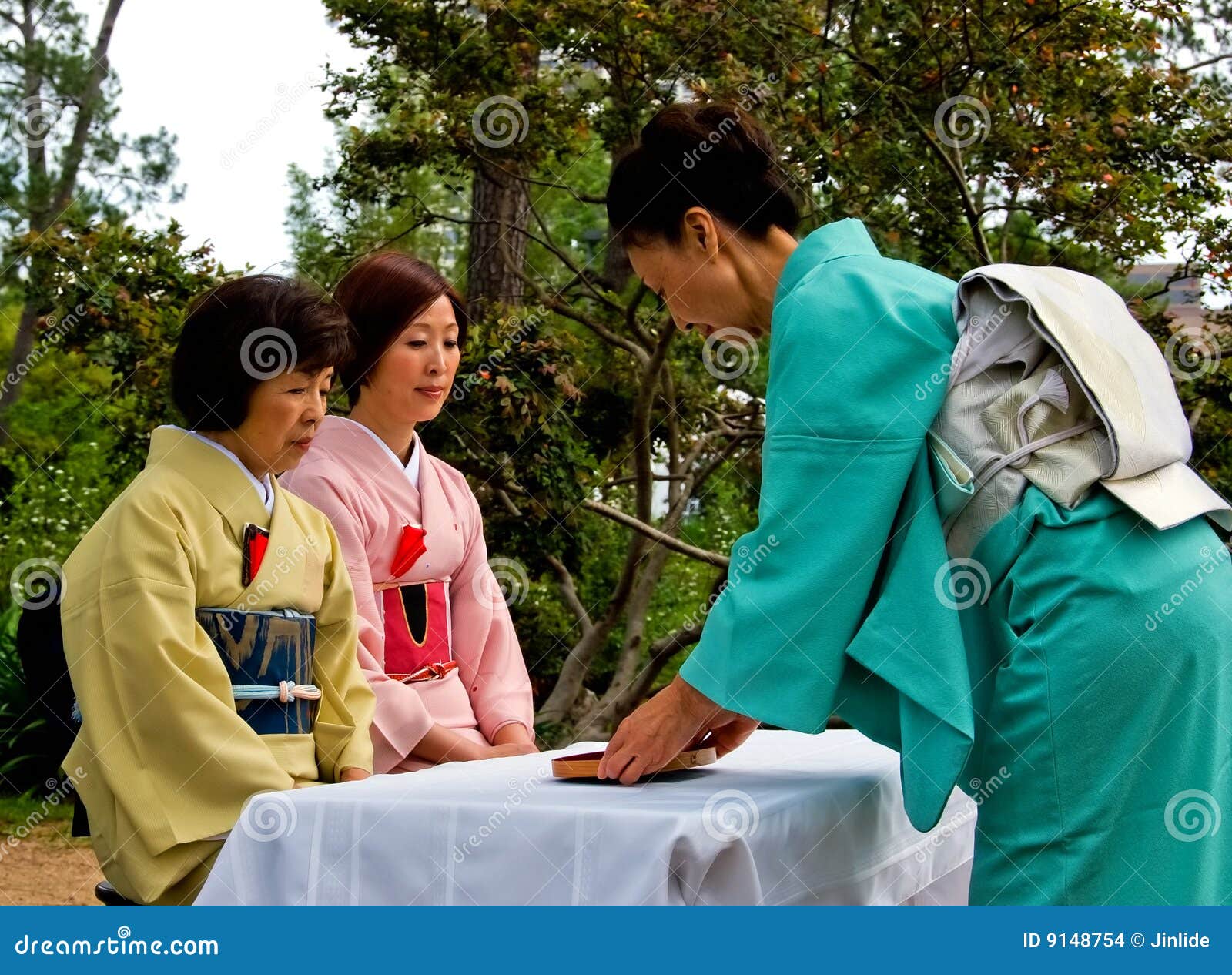 Japanese Tea Ceremony In Garden Editorial Stock Image Image Of