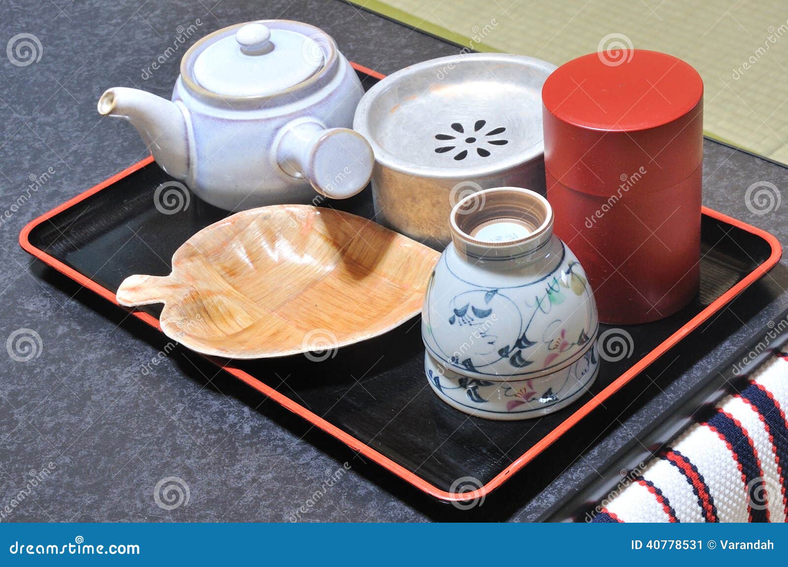 Japanese Tea Set on Wooden Tray Stock Image Image of teacup, asian