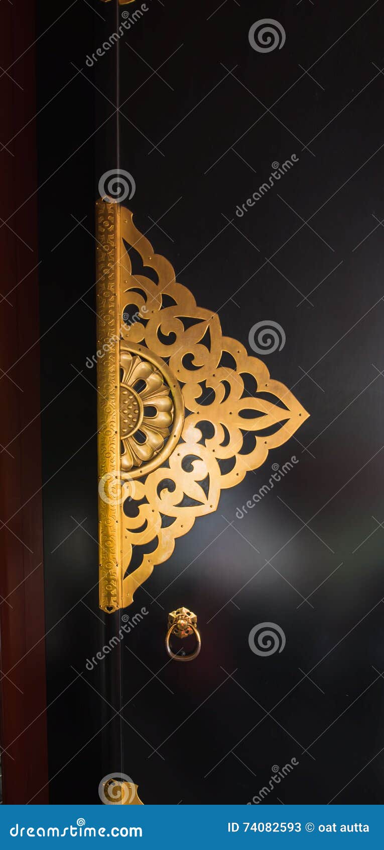 Japanese Temple Door Gold Pattern Ancient Architecture