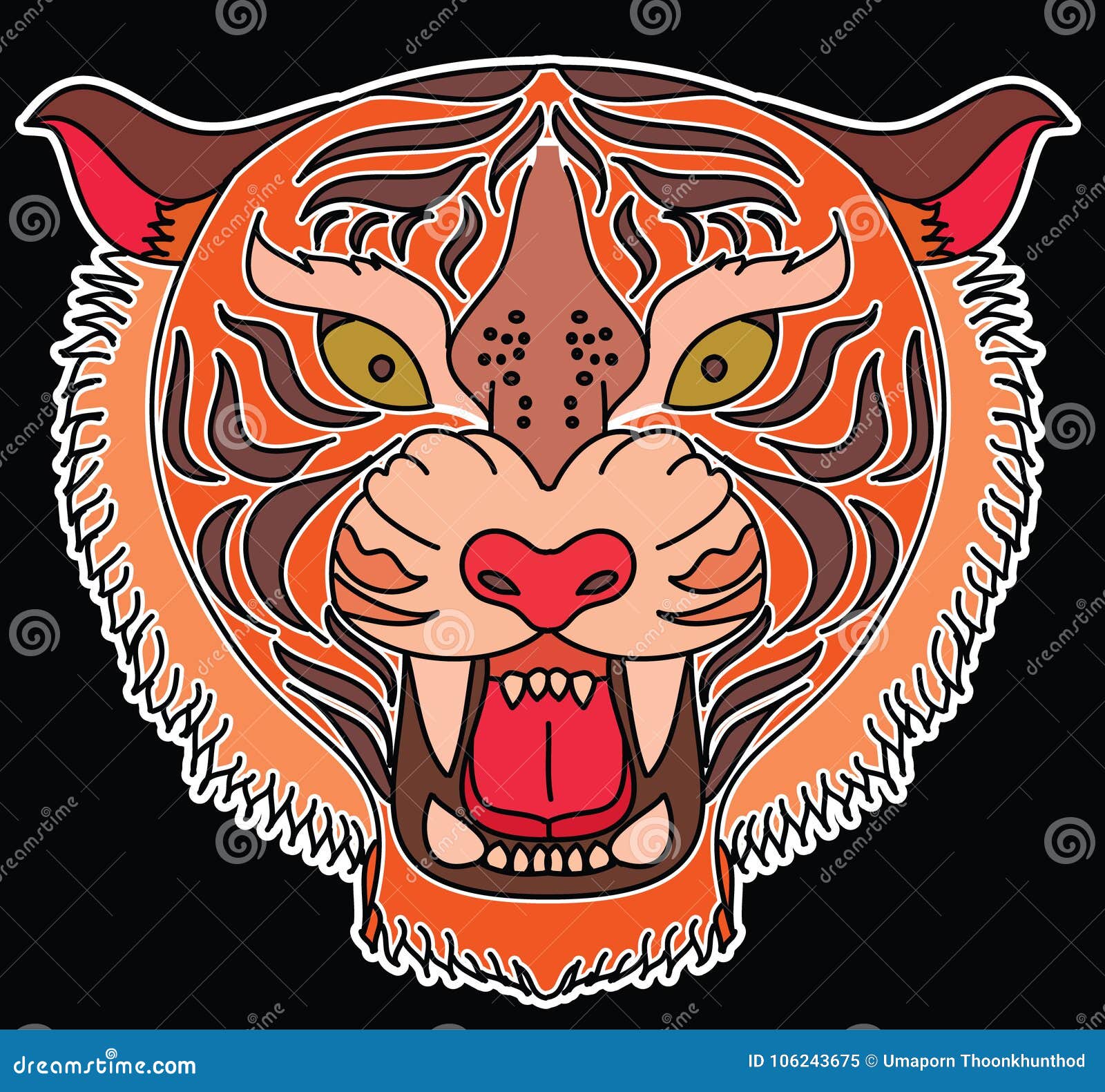 Japanese Tiger Head Tattoo Design Vector for Sticker Stock Vector   Illustration of clouds drawing 100693744