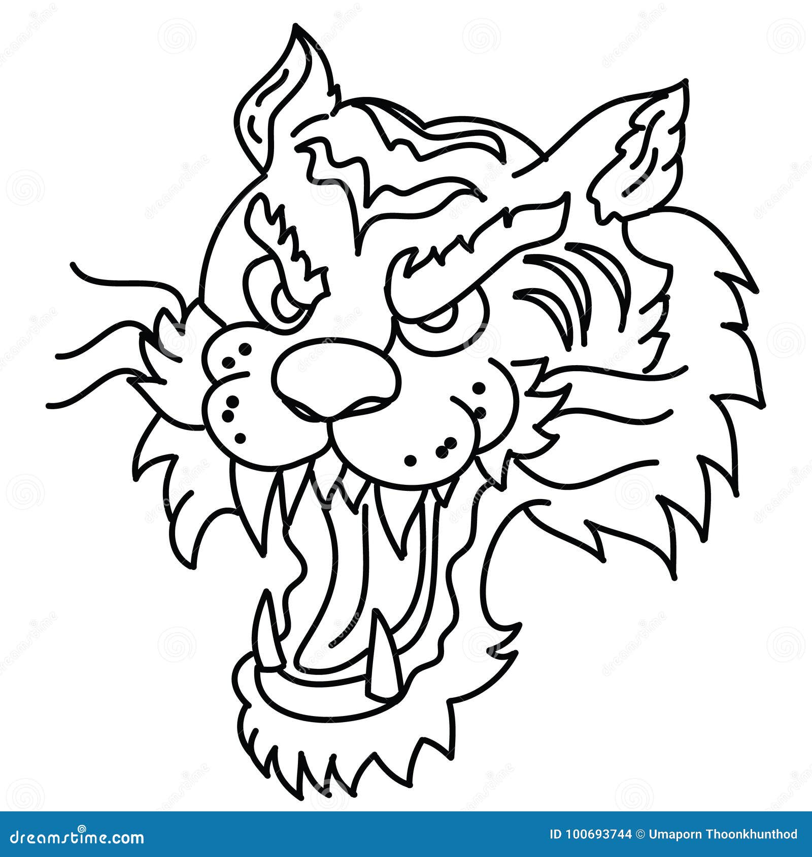 Tiger angry face head tattoo Royalty Free Vector Image