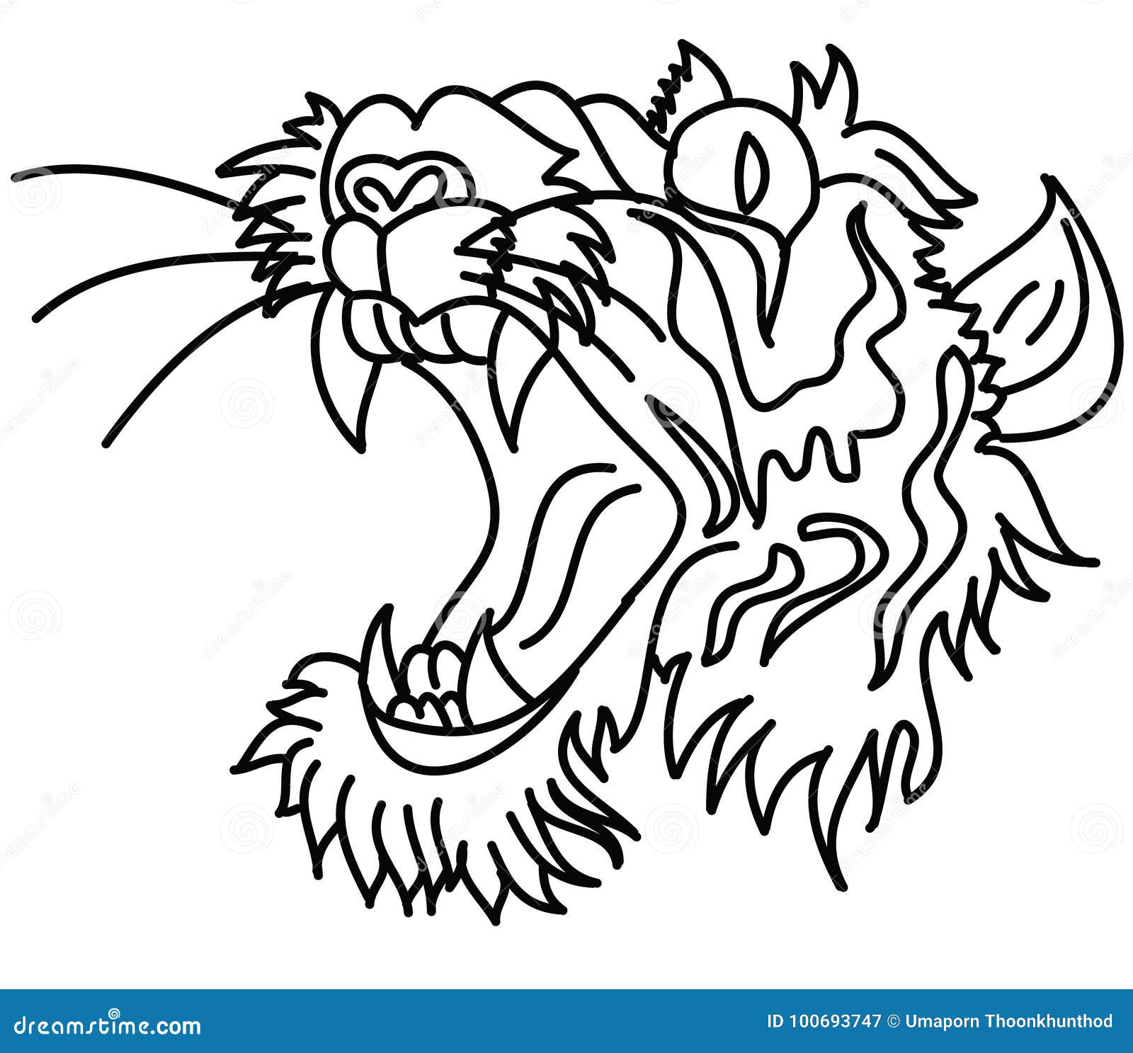 Japanese Tiger Head Tattoo Design Vector For Sticker. Stock Vector