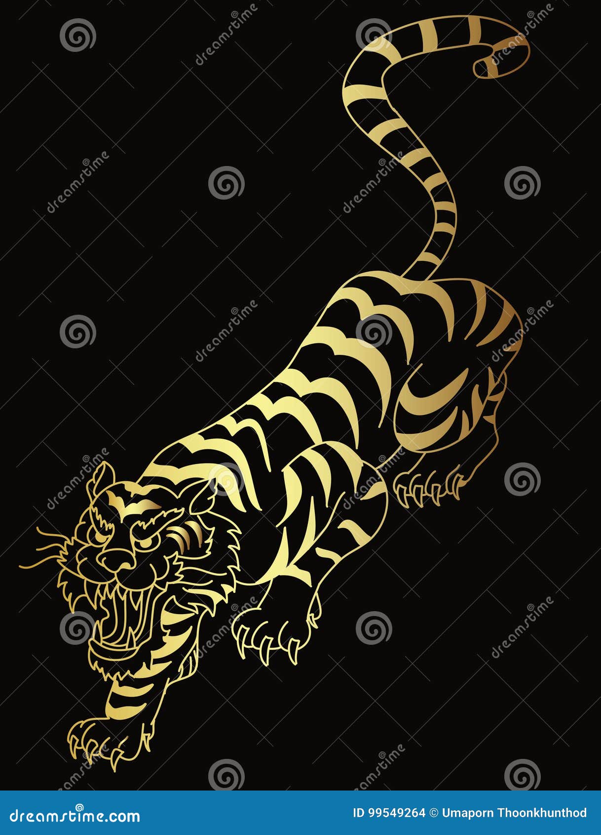 Tiger black old scholl tattoo Royalty Free Vector Image