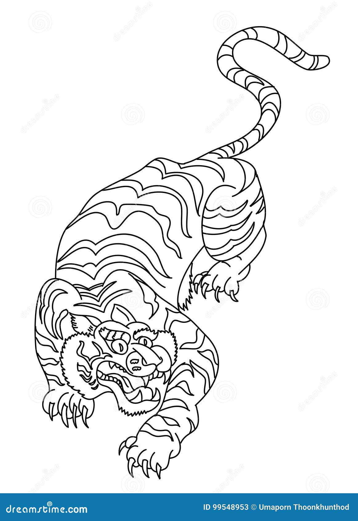 Japanese Tiger Tattoo Design Vector Stock Vector - Illustration of flake,  hipster: 99548953