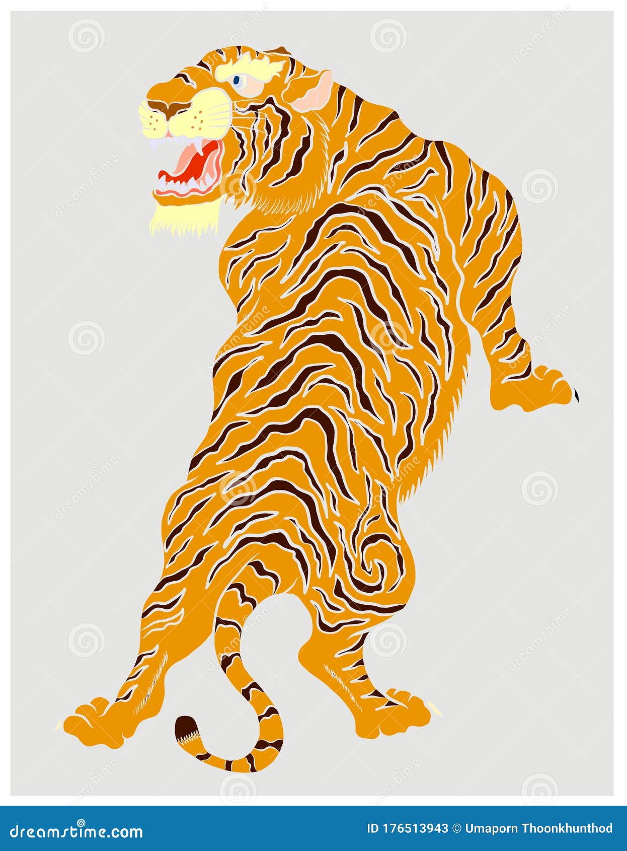 Japanese Tiger  Tiger Vector on Background for Chinese  New Year Stock Vector - Illustration of bloom, botanical: 176513943
