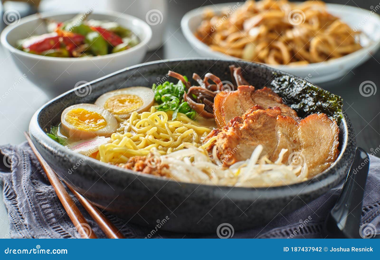 Japanese Tonkotsu Ramen Bowl on Dinner Table at Restaurant Stock Photo Image of meat, dish