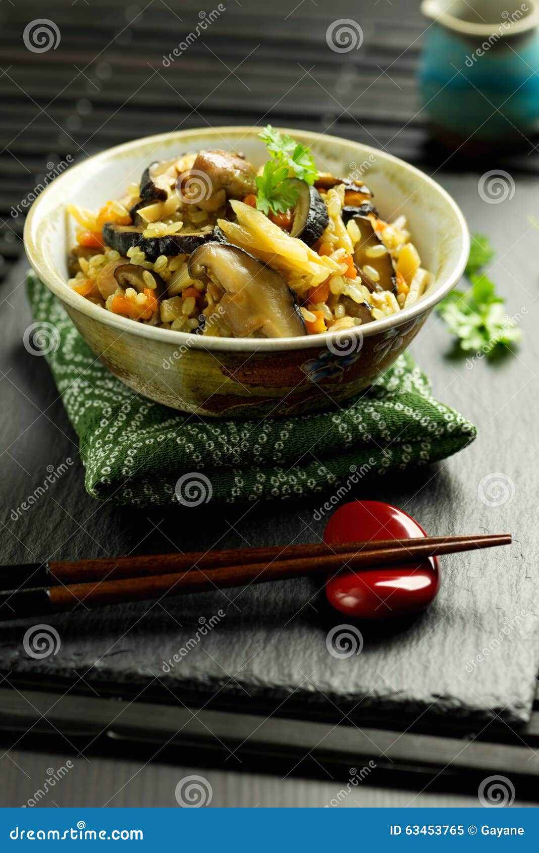 Japanese Traditional Dish Gomoku Gohan Stock Image - Image of cereal ...